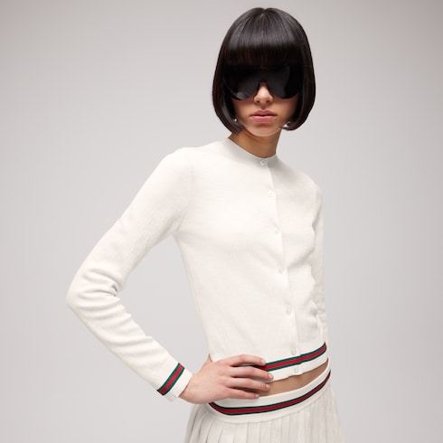 GG fine cotton viscose jacquard cardigan